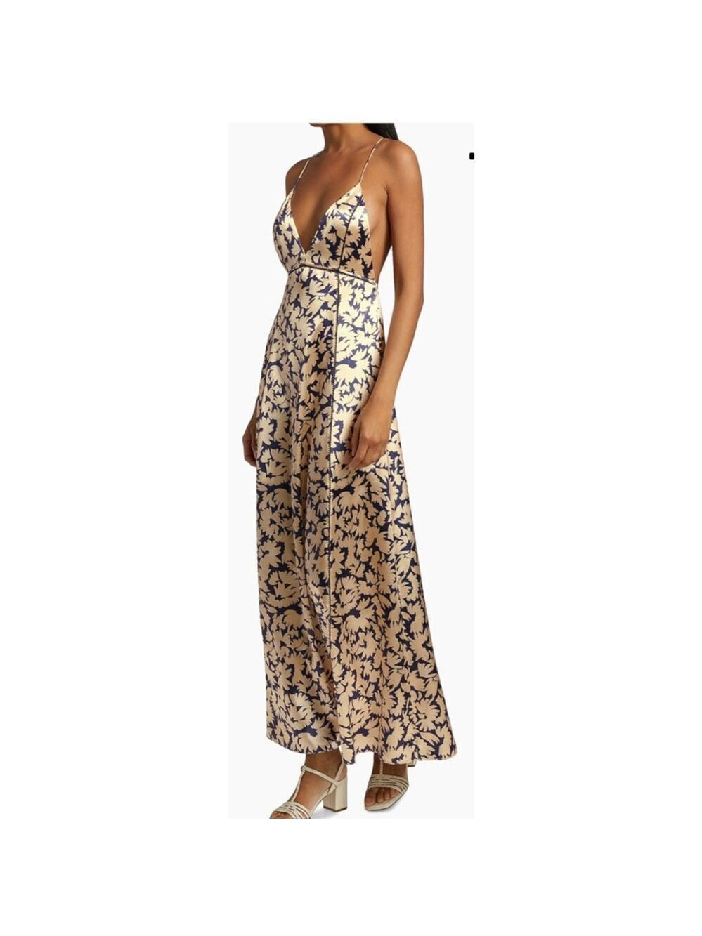 NWT Ulla Johnson Evie Maxi Dress Size 8 Beige Navy Floral $750!